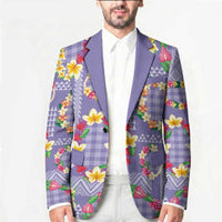 Hawaiian Leis Blazer Kakau Tattoos and Palaka Pastel Purple Color LT03 - Polynesian Pride