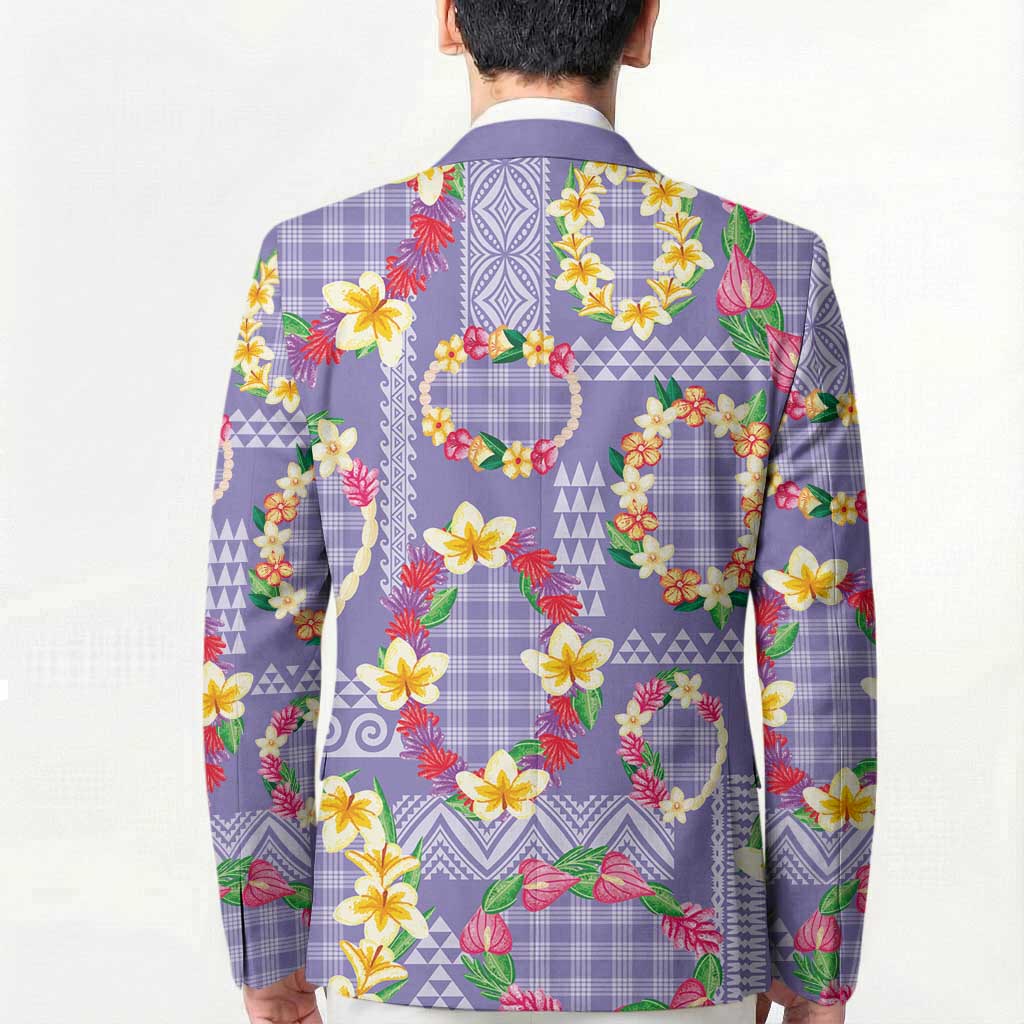 Hawaiian Leis Blazer Kakau Tattoos and Palaka Pastel Purple Color LT03 - Polynesian Pride