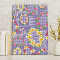 Hawaiian Leis Canvas Wall Art Kakau Tattoos and Palaka Pastel Purple Color LT03 Without Frame Purple - Polynesian Pride