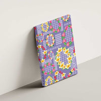 Hawaiian Leis Canvas Wall Art Kakau Tattoos and Palaka Pastel Purple Color LT03 - Polynesian Pride