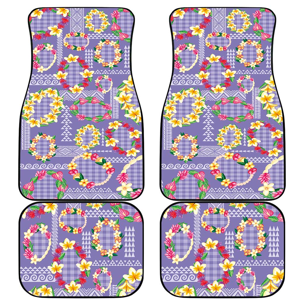 Hawaiian Leis Car Mats Kakau Tattoos and Palaka Pastel Purple Color LT03 - Polynesian Pride