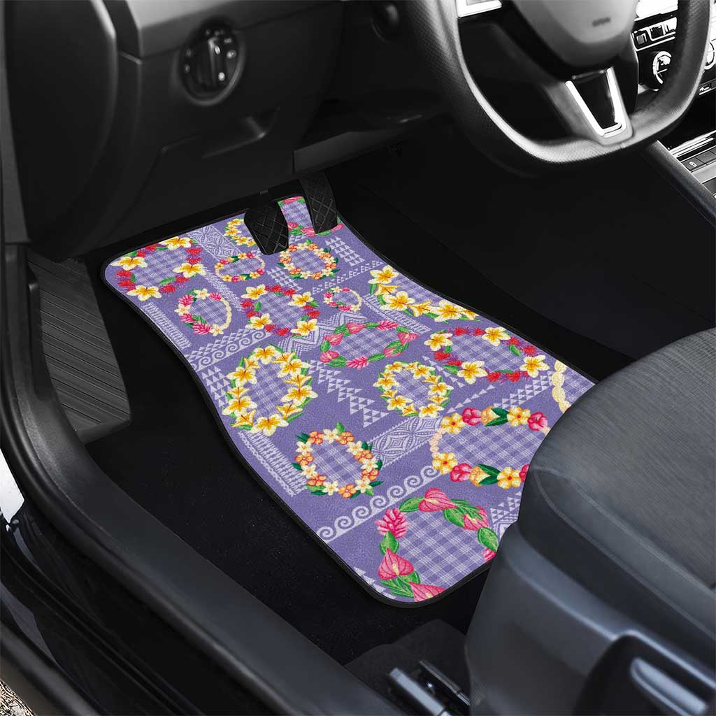 Hawaiian Leis Car Mats Kakau Tattoos and Palaka Pastel Purple Color LT03 - Polynesian Pride