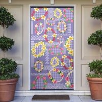 Hawaiian Leis Door Cover Kakau Tattoos and Palaka Pastel Purple Color LT03 Purple - Polynesian Pride