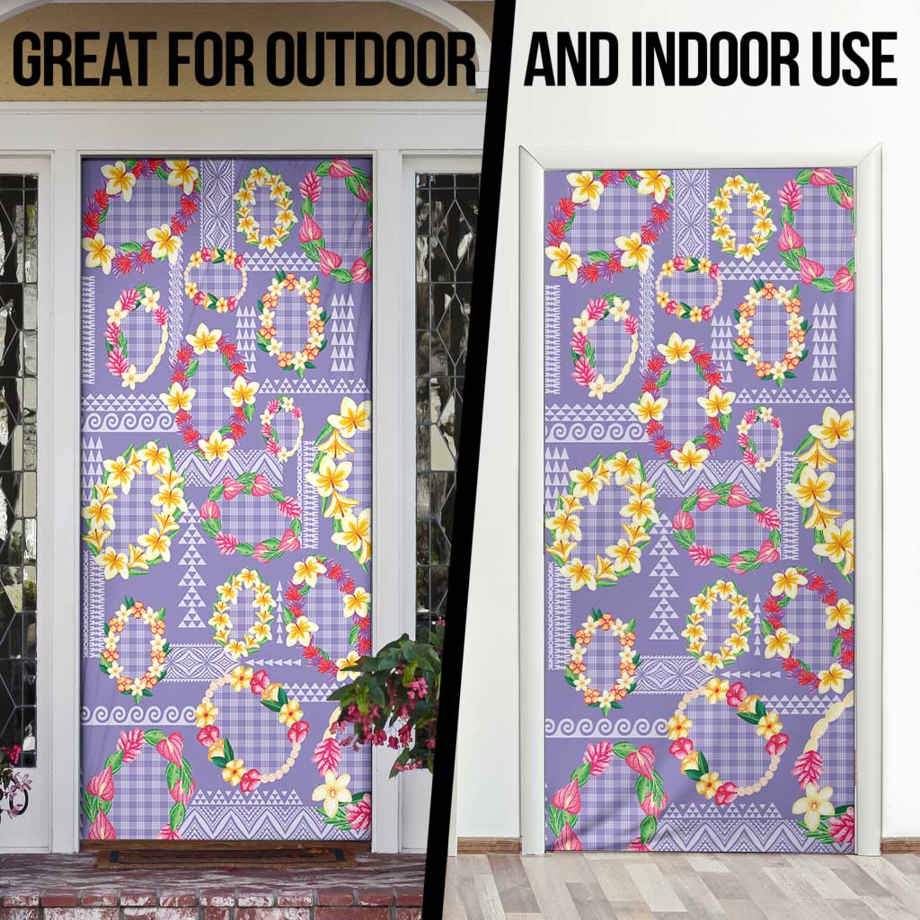 Hawaiian Leis Door Cover Kakau Tattoos and Palaka Pastel Purple Color LT03 - Polynesian Pride