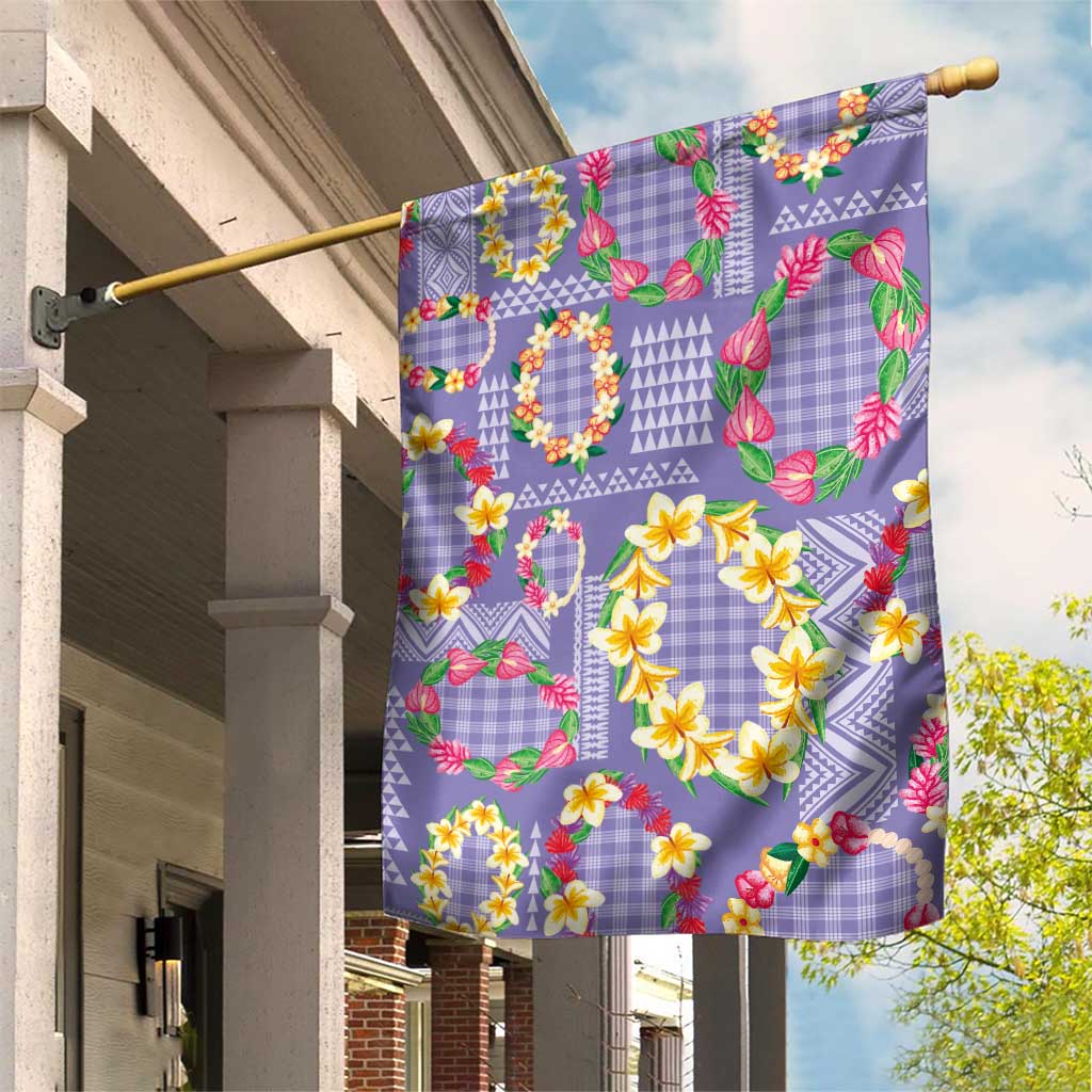 Hawaiian Leis Garden Flag Kakau Tattoos and Palaka Pastel Purple Color LT03 House Flag Purple - Polynesian Pride