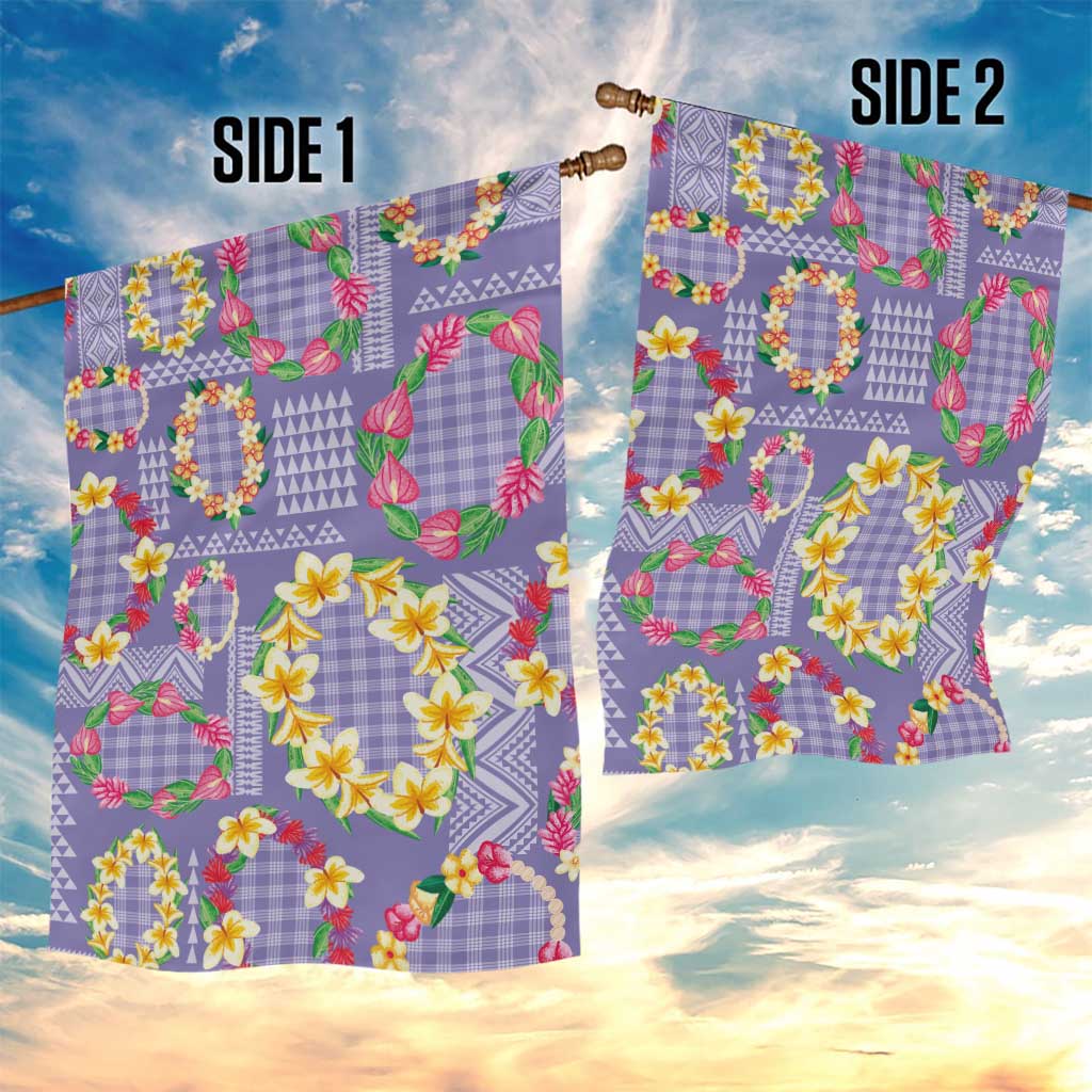 Hawaiian Leis Garden Flag Kakau Tattoos and Palaka Pastel Purple Color LT03 - Polynesian Pride