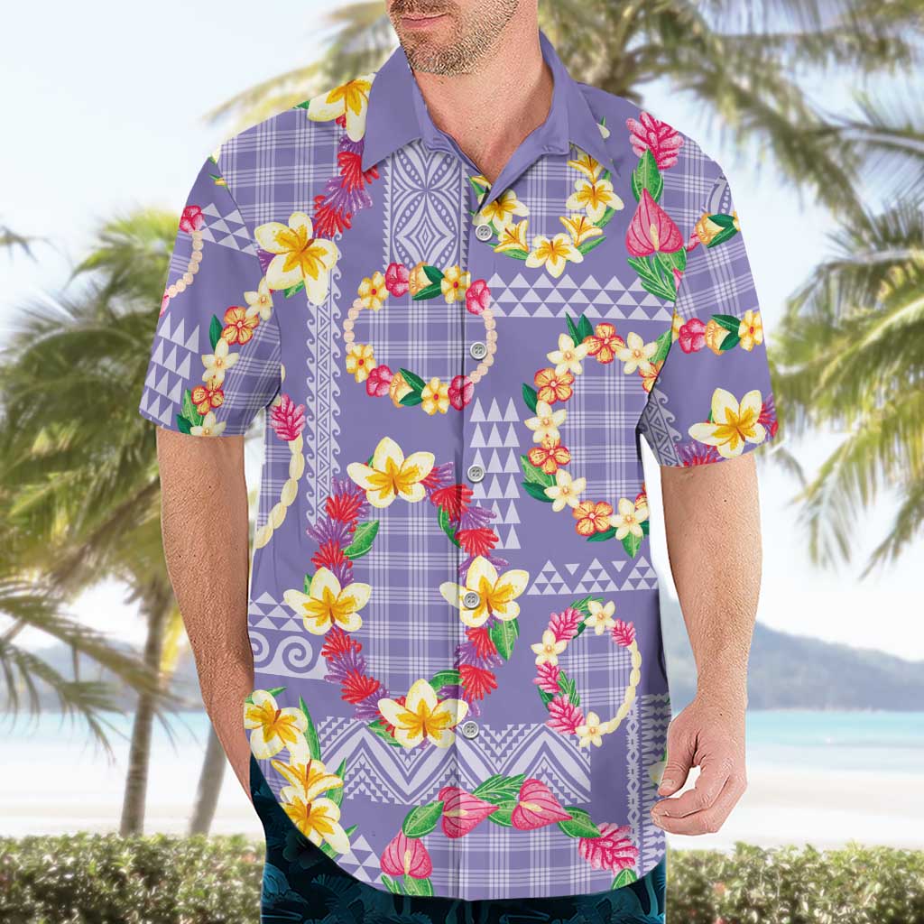 Hawaiian Leis Hawaiian Shirt Kakau Tattoos and Palaka Pastel Purple Color LT03 - Polynesian Pride