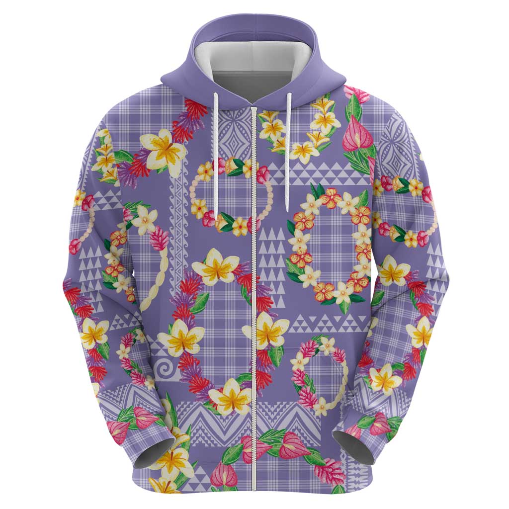 Hawaiian Leis Hoodie Kakau Tattoos and Palaka Pastel Purple Color LT03 - Polynesian Pride
