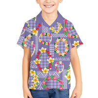 Hawaiian Leis Kid Hawaiian Shirt Kakau Tattoos and Palaka Pastel Purple Color LT03 Kid Purple - Polynesian Pride