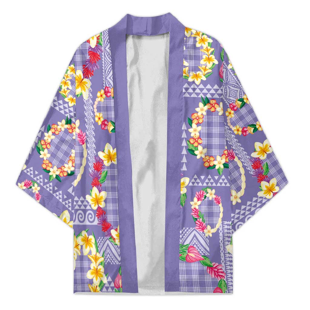 Hawaiian Leis Kimono Kakau Tattoos and Palaka Pastel Purple Color LT03 Unisex Purple - Polynesian Pride