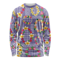 Hawaiian Leis Long Sleeve Shirt Kakau Tattoos and Palaka Pastel Purple Color LT03 Unisex Purple - Polynesian Pride