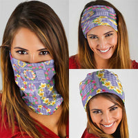 Hawaiian Leis Neck Gaiter Kakau Tattoos and Palaka Pastel Purple Color LT03 - Polynesian Pride