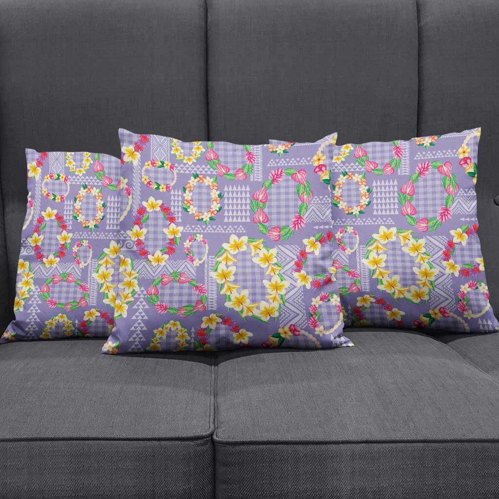 Hawaiian Leis Pillow Cover Kakau Tattoos and Palaka Pastel Purple Color LT03 - Polynesian Pride