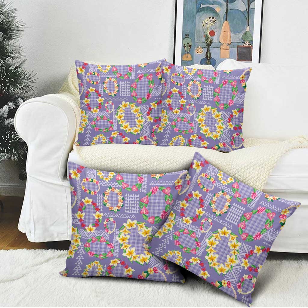 Hawaiian Leis Pillow Cover Kakau Tattoos and Palaka Pastel Purple Color LT03 - Polynesian Pride