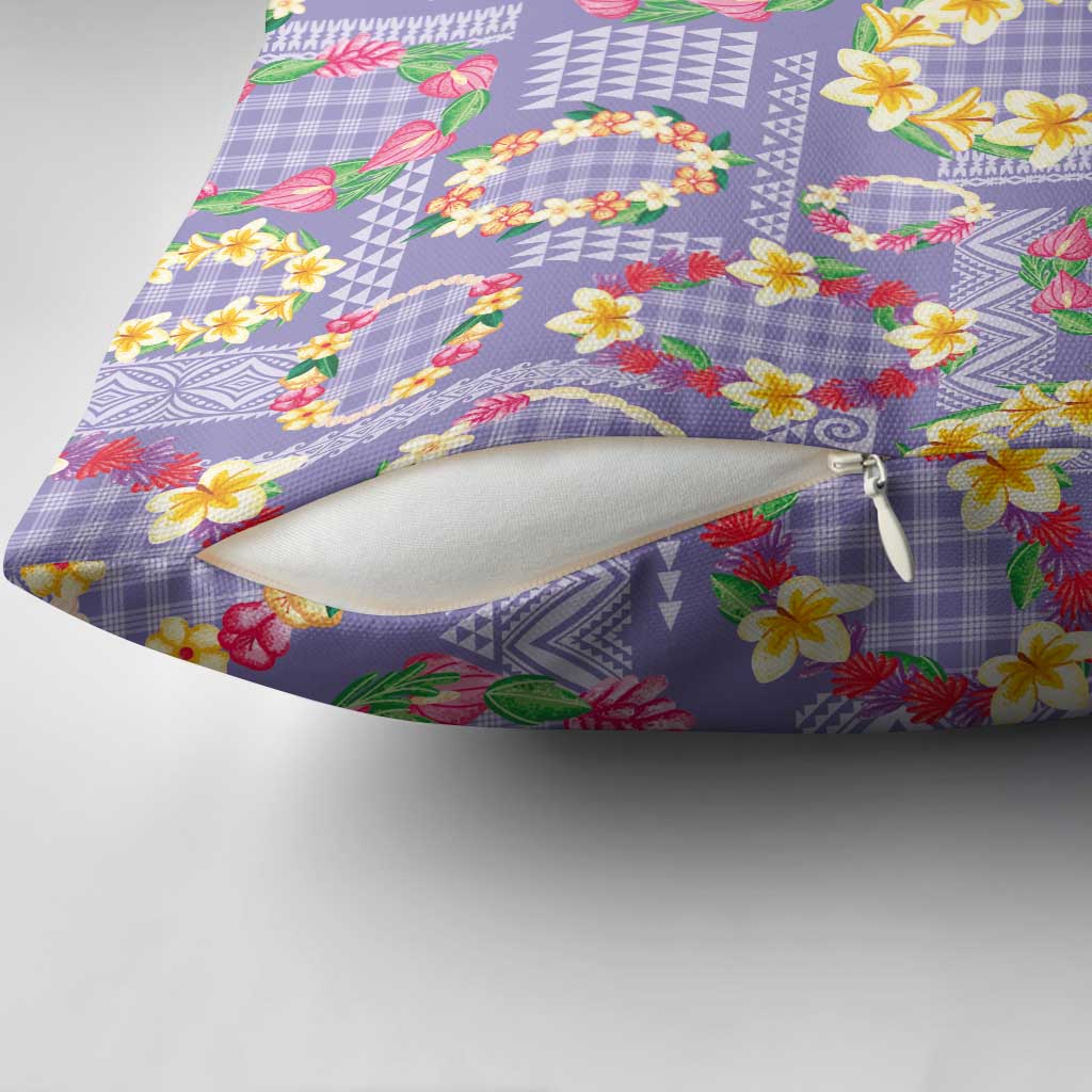 Hawaiian Leis Pillow Cover Kakau Tattoos and Palaka Pastel Purple Color LT03 - Polynesian Pride