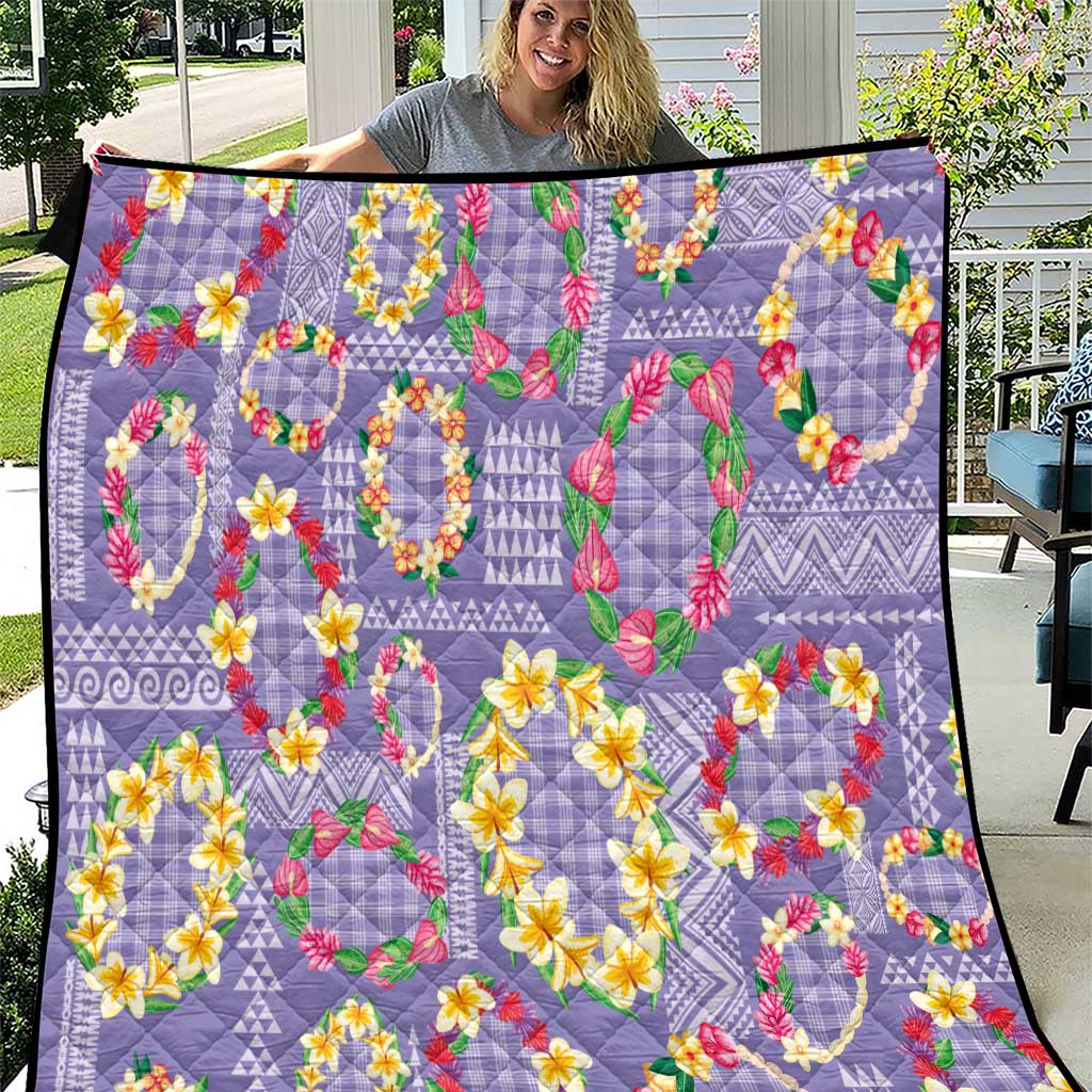 Hawaiian Leis Quilt Kakau Tattoos and Palaka Pastel Purple Color LT03 Purple - Polynesian Pride