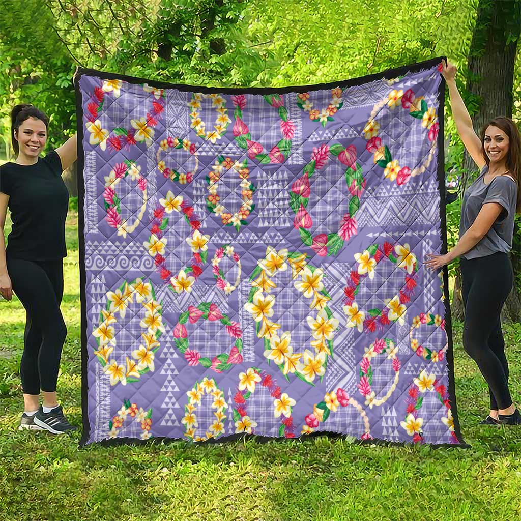 Hawaiian Leis Quilt Kakau Tattoos and Palaka Pastel Purple Color LT03 - Polynesian Pride
