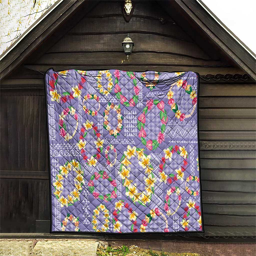 Hawaiian Leis Quilt Kakau Tattoos and Palaka Pastel Purple Color LT03 - Polynesian Pride