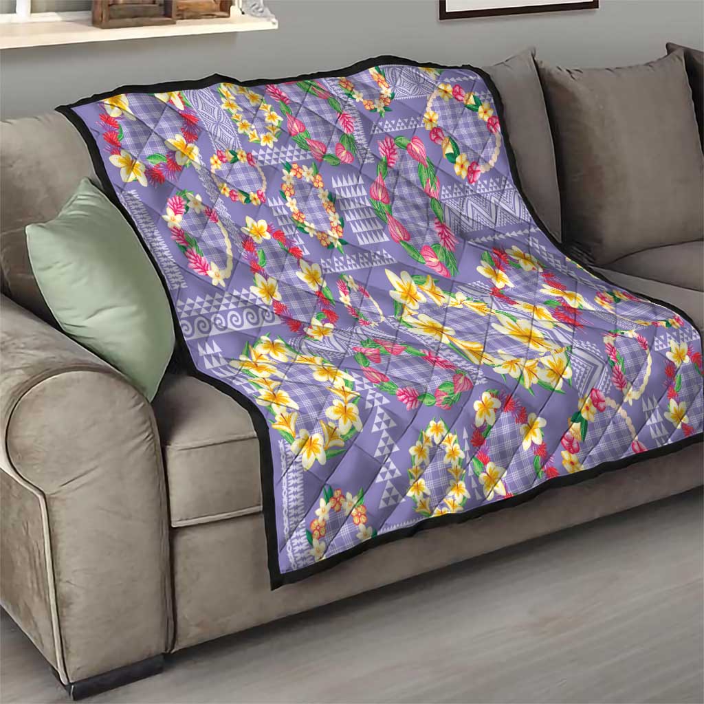 Hawaiian Leis Quilt Kakau Tattoos and Palaka Pastel Purple Color LT03 - Polynesian Pride