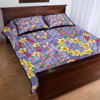 Hawaiian Leis Quilt Bed Set Kakau Tattoos and Palaka Pastel Purple Color LT03 - Polynesian Pride