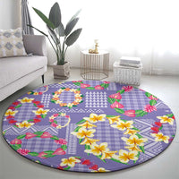 Hawaiian Leis Round Carpet Kakau Tattoos and Palaka Pastel Purple Color LT03 - Polynesian Pride