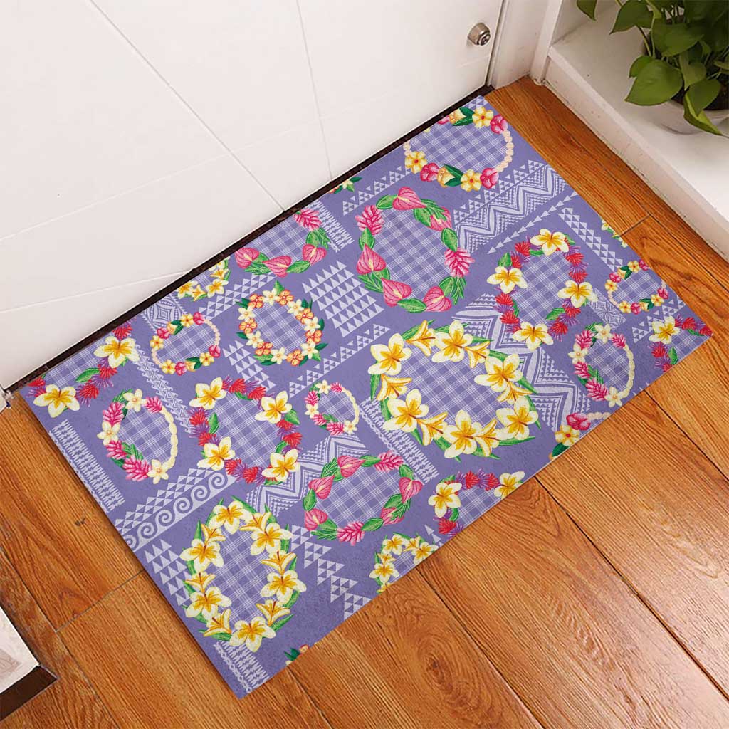 Hawaiian Leis Rubber Doormat Kakau Tattoos and Palaka Pastel Purple Color LT03 - Polynesian Pride
