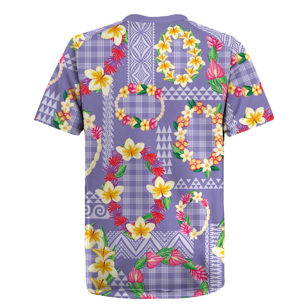 Hawaiian Leis Rugby Jersey Kakau Tattoos and Palaka Pastel Purple Color LT03 - Polynesian Pride