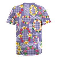 Hawaiian Leis Rugby Jersey Kakau Tattoos and Palaka Pastel Purple Color LT03 - Polynesian Pride