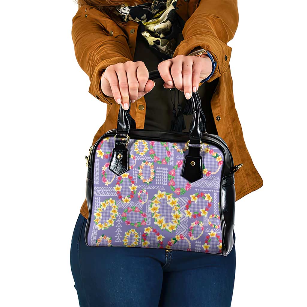 Hawaiian Leis Shoulder Handbag Kakau Tattoos and Palaka Pastel Purple Color LT03 One Size Purple - Polynesian Pride