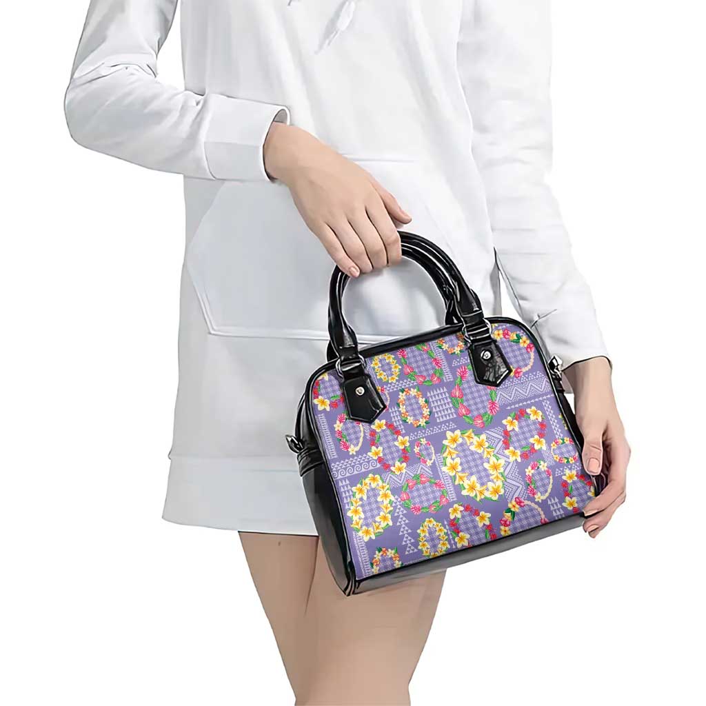 Hawaiian Leis Shoulder Handbag Kakau Tattoos and Palaka Pastel Purple Color LT03 - Polynesian Pride