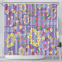 Hawaiian Leis Shower Curtain Kakau Tattoos and Palaka Pastel Purple Color LT03 - Polynesian Pride