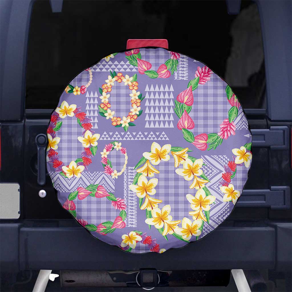 Hawaiian Leis Spare Tire Cover Kakau Tattoos and Palaka Pastel Purple Color LT03 No hole Purple - Polynesian Pride