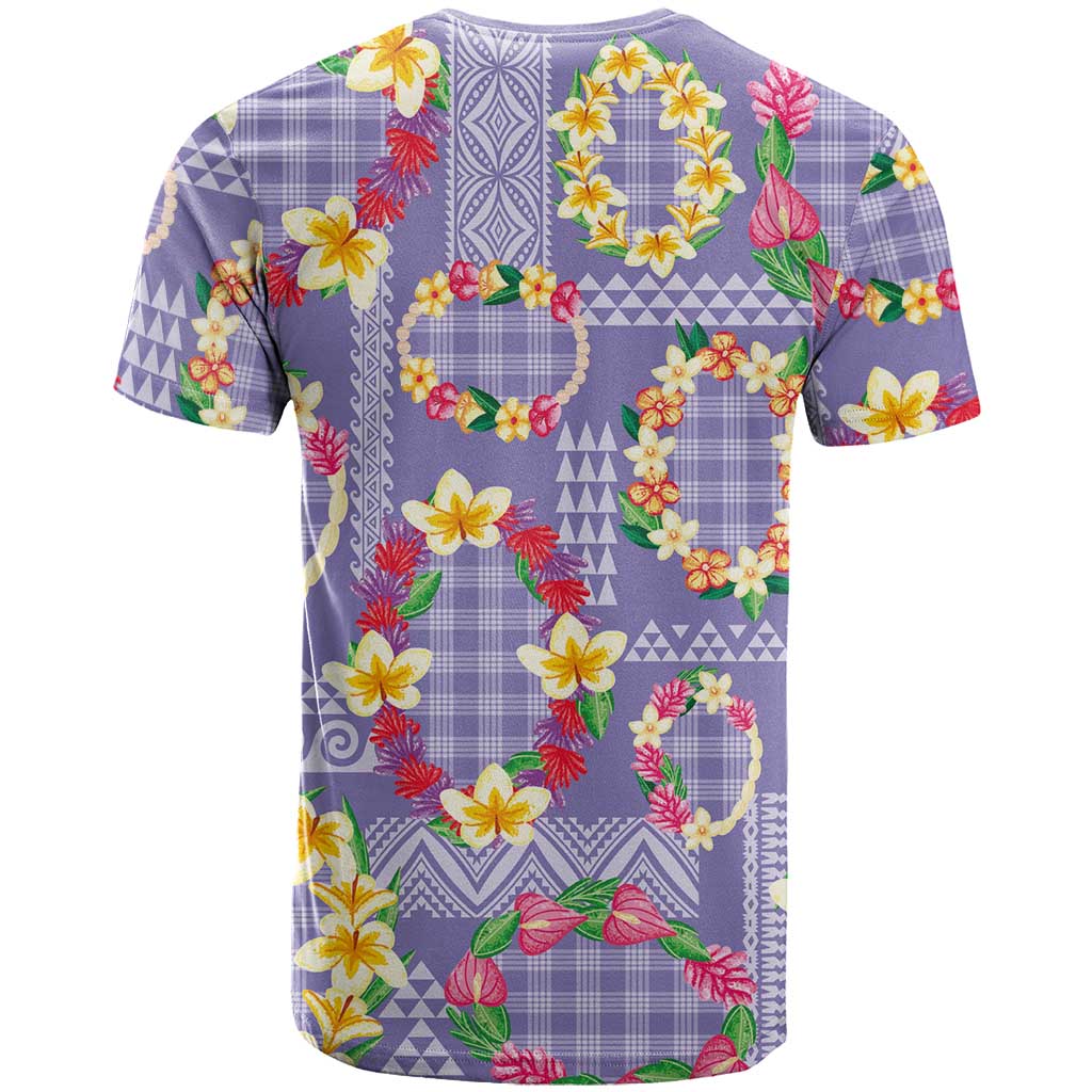 Hawaiian Leis T Shirt Kakau Tattoos and Palaka Pastel Purple Color LT03 - Polynesian Pride