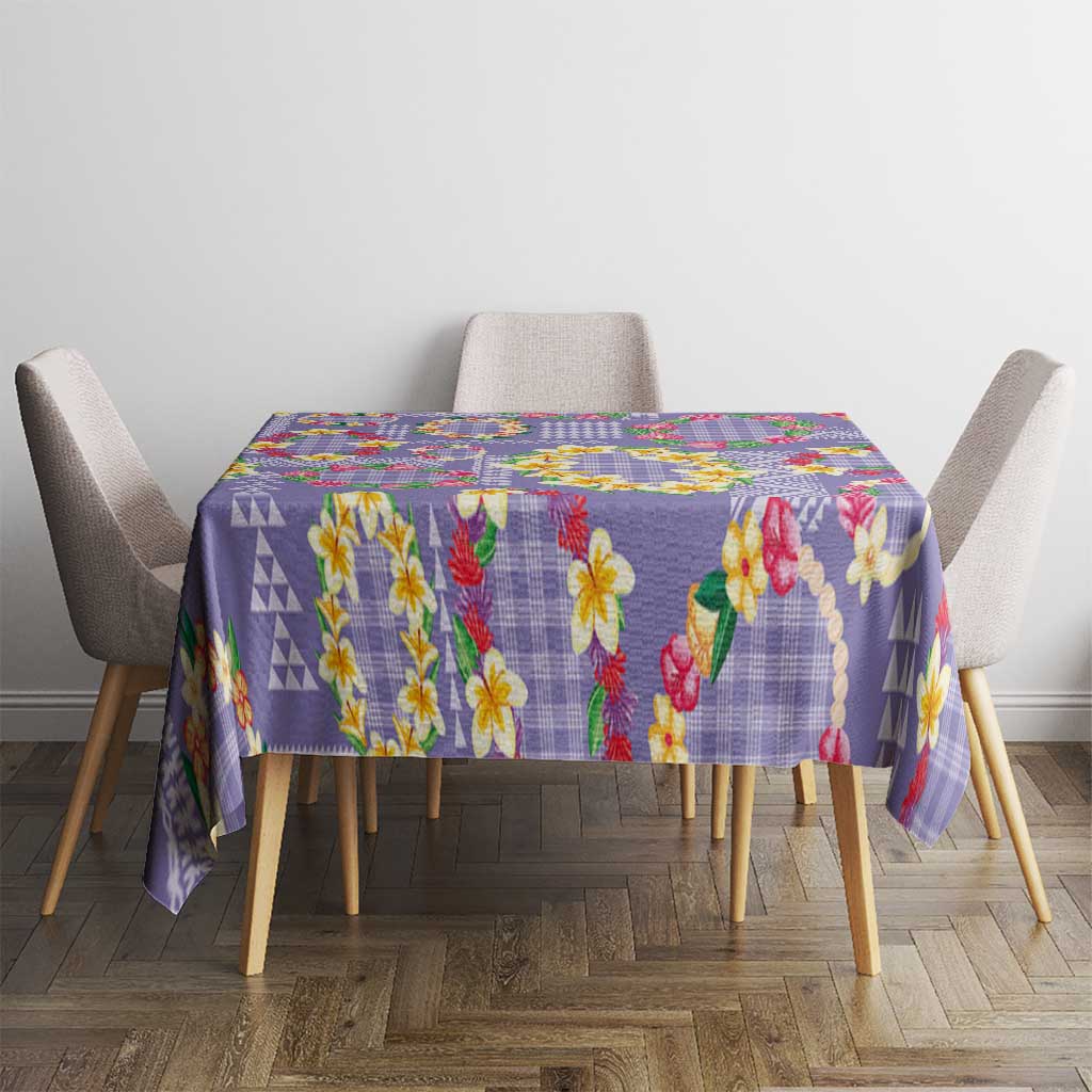 Hawaiian Leis Tablecloth Kakau Tattoos and Palaka Pastel Purple Color LT03 - Polynesian Pride