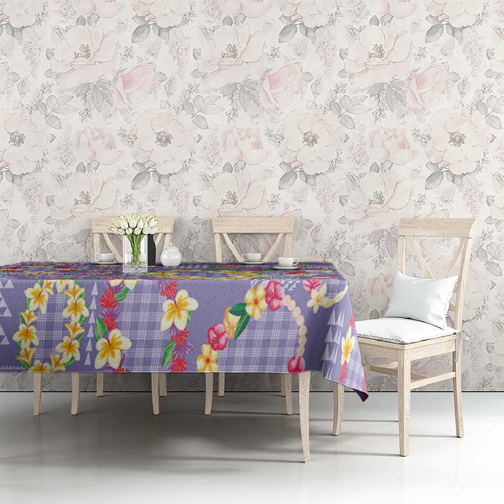 Hawaiian Leis Tablecloth Kakau Tattoos and Palaka Pastel Purple Color LT03 - Polynesian Pride
