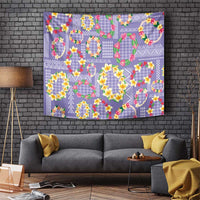 Hawaiian Leis Tapestry Kakau Tattoos and Palaka Pastel Purple Color LT03 Purple - Polynesian Pride