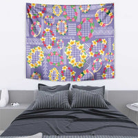Hawaiian Leis Tapestry Kakau Tattoos and Palaka Pastel Purple Color LT03 - Polynesian Pride