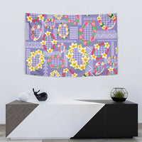 Hawaiian Leis Tapestry Kakau Tattoos and Palaka Pastel Purple Color LT03 - Polynesian Pride