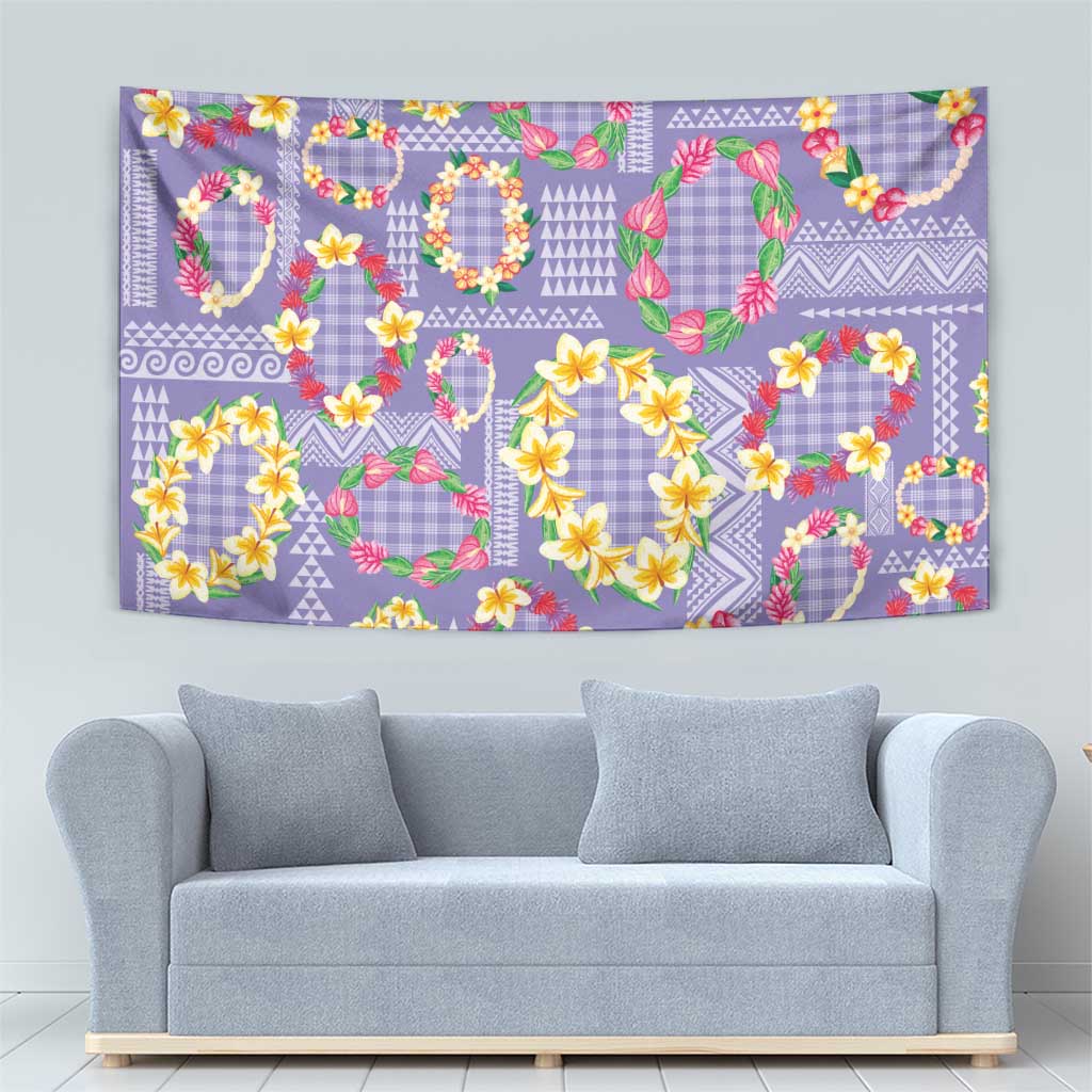 Hawaiian Leis Tapestry Kakau Tattoos and Palaka Pastel Purple Color LT03 - Polynesian Pride