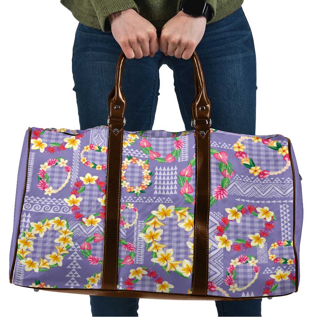 Hawaiian Leis Travel Bag Kakau Tattoos and Palaka Pastel Purple Color LT03 Purple - Polynesian Pride
