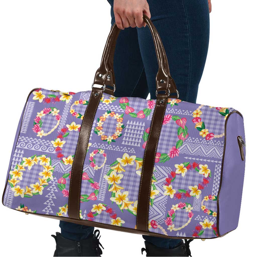 Hawaiian Leis Travel Bag Kakau Tattoos and Palaka Pastel Purple Color LT03 - Polynesian Pride