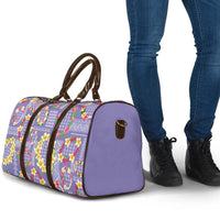 Hawaiian Leis Travel Bag Kakau Tattoos and Palaka Pastel Purple Color LT03 - Polynesian Pride