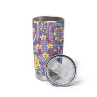 Hawaiian Leis Tumbler Cup Kakau Tattoos and Palaka Pastel Purple Color LT03 - Polynesian Pride