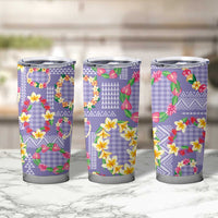Hawaiian Leis Tumbler Cup Kakau Tattoos and Palaka Pastel Purple Color LT03 - Polynesian Pride