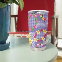 Hawaiian Leis Tumbler Cup Kakau Tattoos and Palaka Pastel Purple Color LT03 - Polynesian Pride