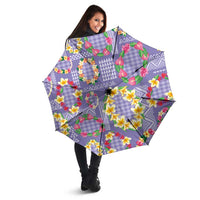 Hawaiian Leis Umbrella Kakau Tattoos and Palaka Pastel Purple Color LT03 - Polynesian Pride