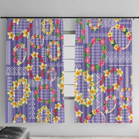 Hawaiian Leis Window Curtain Kakau Tattoos and Palaka Pastel Purple Color LT03 With Hooks Purple - Polynesian Pride