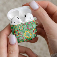 Hawaiian Leis AirPods Case Kakau Tattoos and Palaka Pastel Green Color LT03 - Polynesian Pride