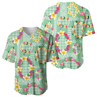Hawaiian Leis Baseball Jersey Kakau Tattoos and Palaka Pastel Green Color LT03 - Polynesian Pride