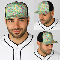 Hawaiian Leis Baseball Net Cap Kakau Tattoos and Palaka Pastel Green Color
